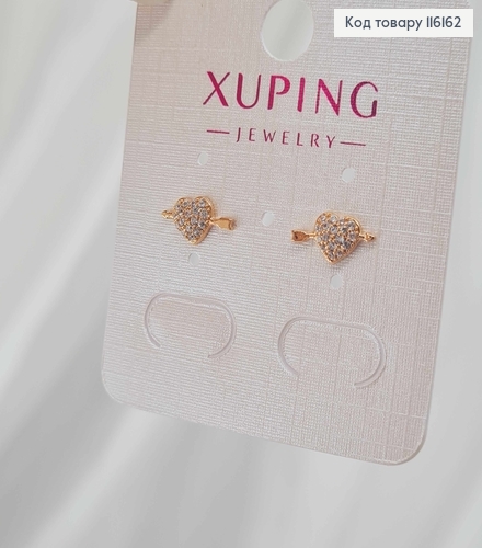 Серьги гвоздики, с Сердцем пронизанным Стрелой, 1см, Xuping 18K 116162 фото 1