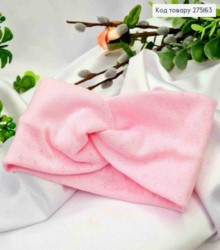 Пов'язка дитяча, чалма, РОЖЕВОГО кольору, (трикотаж), 33*9см, ручна робота. Україна 275163 фото 1