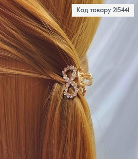 Краб металл, Бантик в камнях, золотого цвета, 2см. 215441 фото