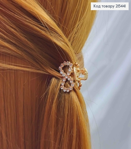 Краб металл, Бантик в камнях, золотого цвета, 2см. 215441 фото 1