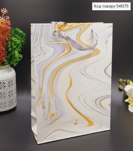 Пакет паперовий білий  мармур 32х26 см в ас. 541075 фото 1