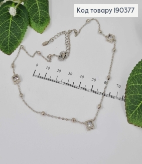 Цепочка родовая, С подвесками квадратиками с камешками и шариками, дл. 35+5см. Xuping 190377 фото