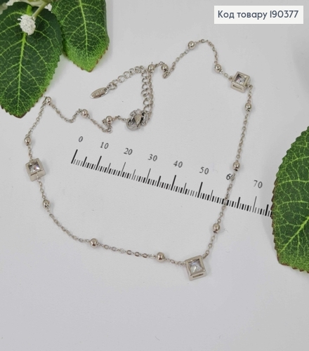 Цепочка родовая, С подвесками квадратиками с камешками и шариками, дл. 35+5см. Xuping 190377 фото 1