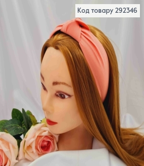 Обруч пластик в ткани "Чалма", Розового цвета, 3,5см, ручная работа, Украина. 292346 фото