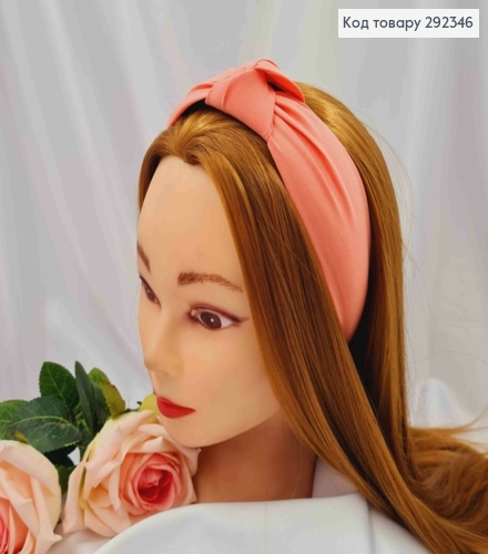 Обруч пластик в ткани "Чалма", Розового цвета, 3,5см, ручная работа, Украина. 292346 фото 1