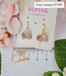 Серьги с блестящим камнем в квадратной оправе 6мм, французская застежка, Xuping 18K. 117299 фото