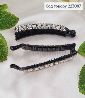 Заколка банан,пластик черный в камешках, 9см 223087 фото