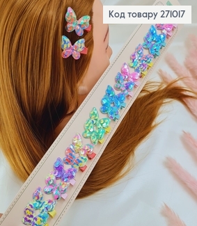 Заколка уточка детская Бабочка з паєток в асс.   271017 фото