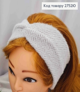 Пов'язка чалма, "кролик", зигзаг, СВІТЛО-СІРОГО кольору, 42*11см, ручна робота, Україна 275210 фото