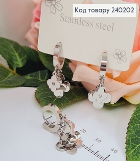 Сережки родованые Van Cleef 3цветка, 2,7*1,2см  Stainless Steel 240202 фото