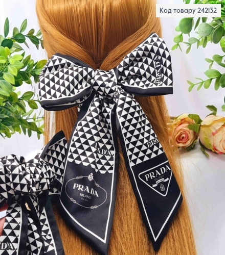 Резинка-трансформер PRADA (резинка 9см+ зав"язка 80см), ЧОРНО-біла, ЯКІСНА 242132 фото 1