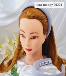 Обруч пластик, м'якенький велюр, СІРИЙ, шир.4см.  292211 фото