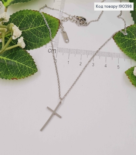 Цепочка родовая 43+5,см, якорное плетение, с подвеской тоненьким крестиком, 2см Xuping 190398 фото 1