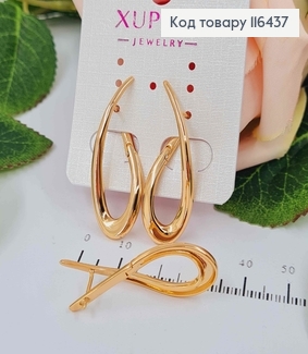Серьги дуги, классические изогнутые, 3,5см, англ. зам. Xuping 18K 116437 фото