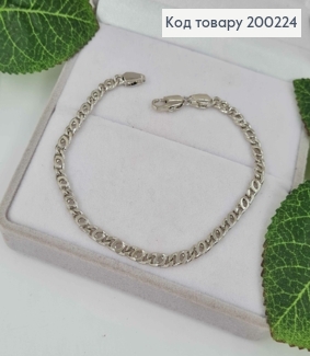 Браслет родований, Плетіння кавове зернятко, шир.4мм, довж. 19см, Xuping 200224 фото