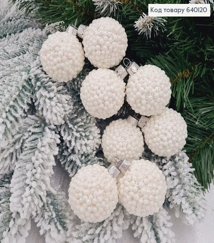 Набір куль 40мм Декор БІЛИЙ 8шт/уп, Україна 640120 фото 1