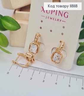 Серьги с Большим Блестящим камнем, 1,7см, англ. зам., XUPING 18K 118118 фото