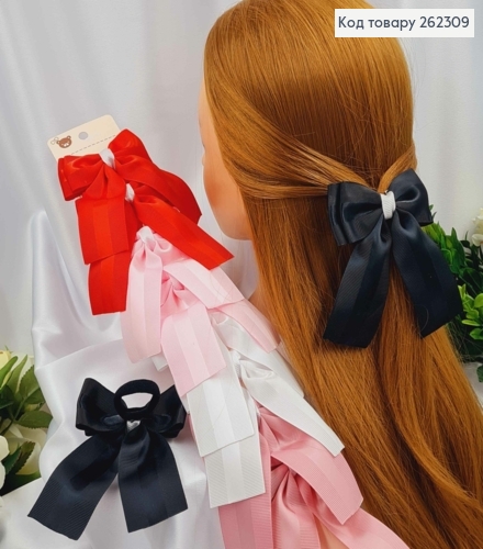 Набор резинок (10шт) БАНТИК репс с атласом 4см, размер 12*8см, в ассортименте, УКРАИНА 262309 фото 1