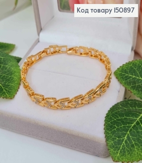 Браслет плетения пластинками, с бантиками в камешках, 17+2см, Xuping 18К 150897 фото