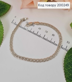 Браслет родований, Ромбове плетіння, довж. 19,5см, шир.4мм, Xuping  200249 фото