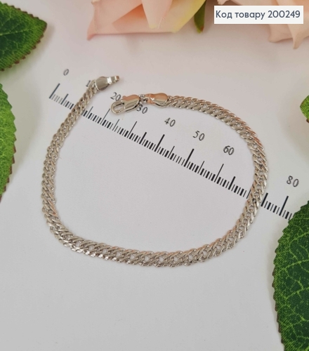 Браслет родованный, Ромбовое плетение, дл. 19,5см, шир.4мм, Xuping 200249 фото 1