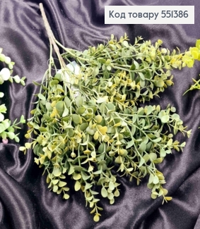 Искусственная декоративная зелень, 5 веточек, Самшит, Темно-Зеленого цвета на металлическом стержне, 38см 551386 фото