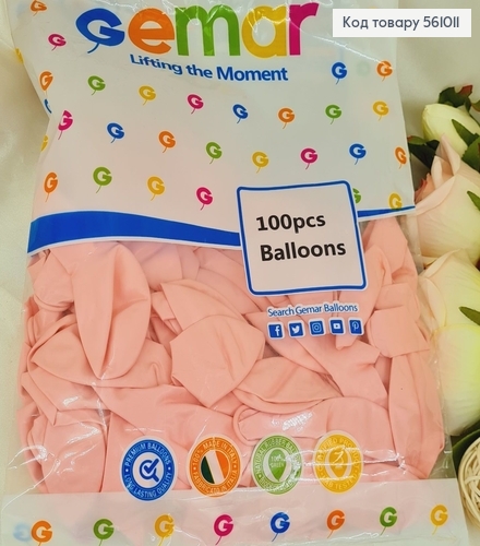 Воздушный шар латексный 12' Gemar красный матовый (30 см), 100 шт 561011 фото 1