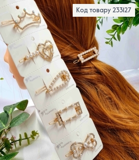 Заколка стрела металл, в ассортименте с камнями и жемчужинами, 6*2см, Серебряного цвета 233127 фото