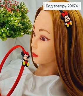 Обруч пластик "Мини-Маус" в ткани ЧЕРНЫЙ\КРАСНЫЙ цвете 291174 фото