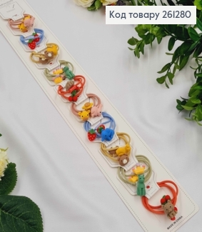 Набор детских резинок (30шт) ФРУКТИ/ ЗВЕРЮШКИ в ассортименте, тонкие, диаметр 3,5см. 261280 фото