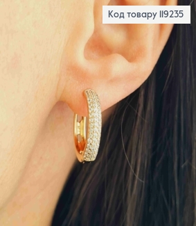 Серьги кольца украшены Блестящими камешками в три ряда, диаметр 1,9см, Xuping 18K 119235 фото