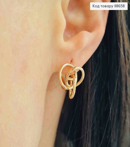 Сережки кільця "Ілюзія",  1,3см,  Xuping 18К 118658 фото 2