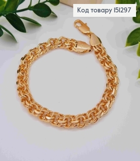 Браслет плетіння БІСМАРК, ширина 8мм, довжина 22см, Xuping 18K 151297 фото