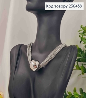 Біжутерія на шию БУСИНКА на ланцюжках, 37+6см, Срібного кольору, Fashion Hand Made 236438 фото
