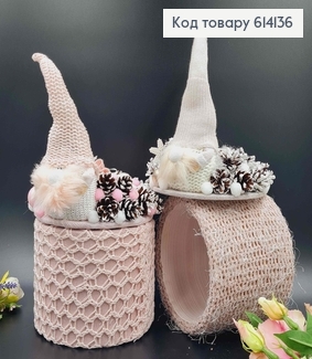 Дерев"яна коробка17*17см СВІТЛО-РОЖЕВА, з декоративн. кришкою з гномиком 20см, ручна робота, УКраїна 614136 фото