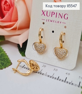 Сережки Сердечка в камінчиках 1см, англ заст. Xuping 18K 115547 фото
