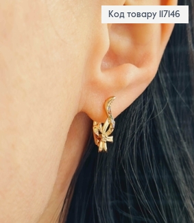 Серьги "БАНТИК" с цветными камешками 1,6*0,7см (английская застежка), XUPING 18K 117146 фото