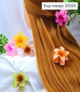 Краб пластик глянцевый "Гавайский Цветок", размером 6см, яркие цвета в ассортименте. 213324 фото