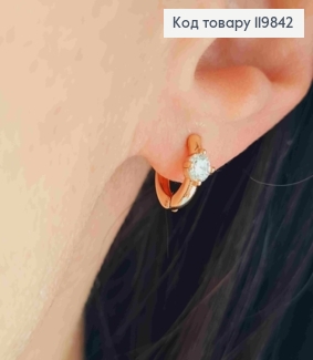 Серьги кольца с блестящим камнем, диаметр 1,1см, XUPING 18K 119842 фото
