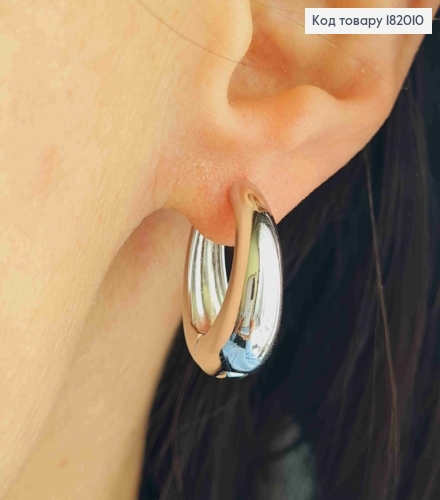 Сережки родовані кільця розширені до низу, ширина 7мм, діаметр 2см, Xuping 182010 фото 2