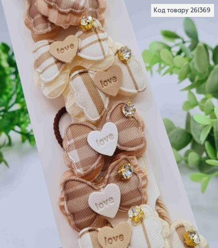 Набор резинок (20шт), БАНТИКИ с камешком и "Love", Пастельные цвета, резинка 3см, бантик 4*3см 261369 фото 1