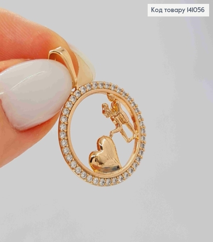 Кулон, "Закохані" в оправі з камінців, 2см, Xuping 18К 141056 фото 2