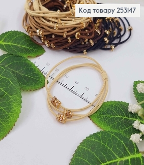 Резинка-шнурочок, з шайбочкою в маленьких камінцях в асорт. 253147 фото