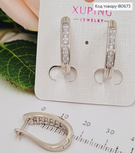 Сережки родированые Стрелы с камнями, 2,5*0,5см, Xuping 180673 фото 1