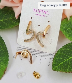 Серьги "Стожар" в камнях, 2,5см, англ. зам. Xuping 18K 116180 фото
