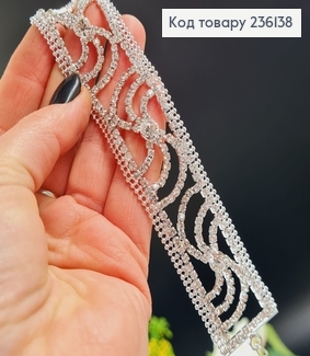 Бижутерия на руку браслет Волна серебряная с камнями 296008 фото
