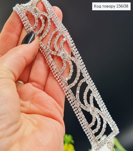 Бижутерия на руку браслет Волна серебряная с камнями 296008 фото 1