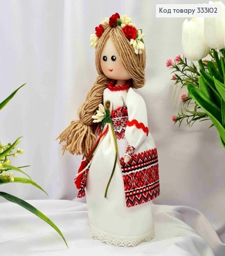Кукла Девочка, "Украиночка" в Бежево-Красном платье вышиванки (27см), ручная работа, Украина. 333102 фото 1