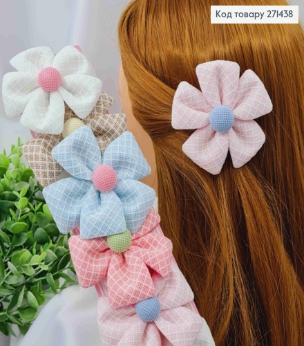 Набір заколок Стріла (10шт) КВІТОЧКА з Люрексом, Пастельні кольори, заколка 4,5см, квітка 8см 271438 фото 2