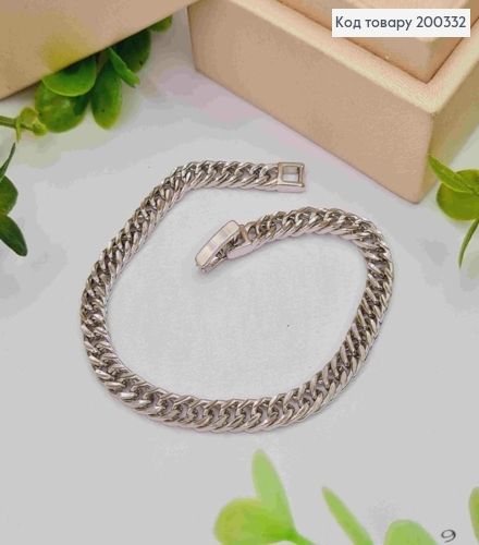 Браслет родований ПАНЦИРНЕ плетіння, шир.5мм, довж. 18см, Xuping 200332 фото 1